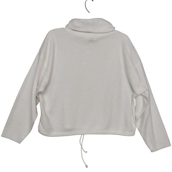 Aerie Cowl Neck Sweatshirt Size Small Super Soft White Fleece Waist Drawstring - Picture 5 of 9